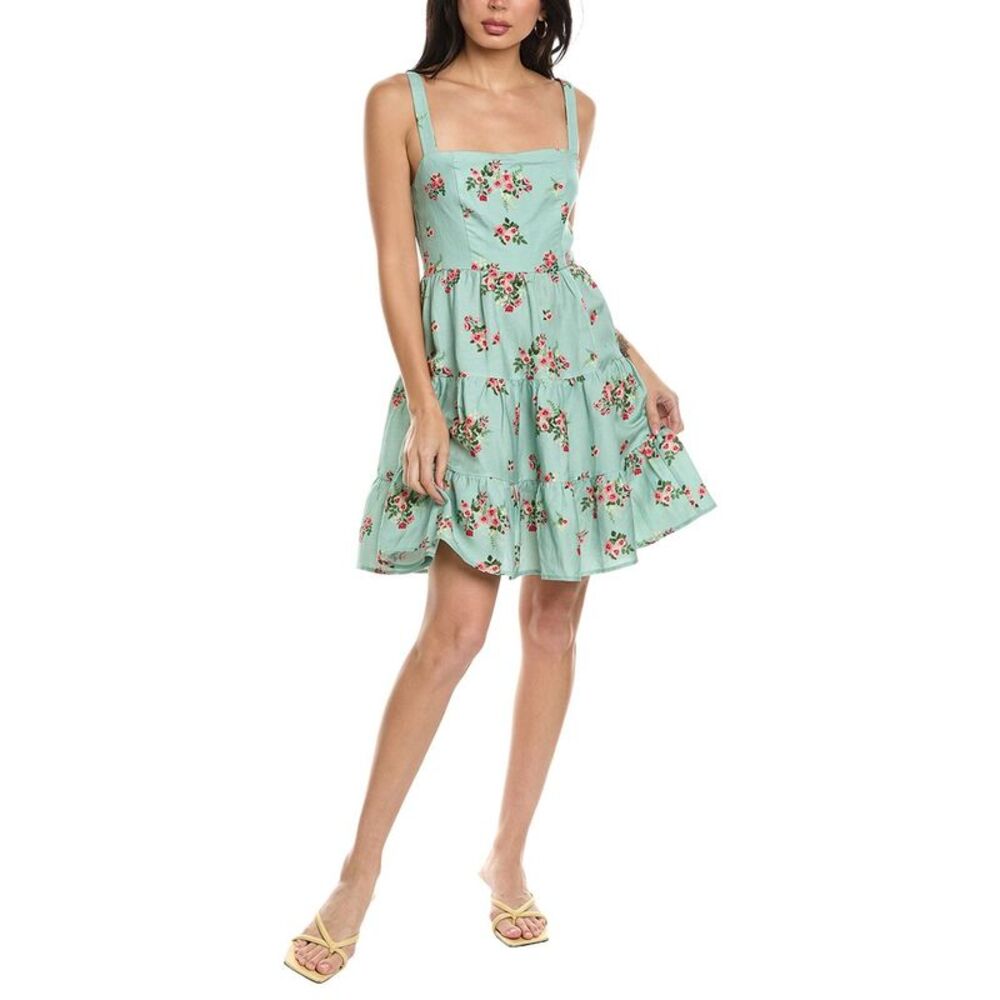 Seraphina Womens  Sleeveless Linen-Blend Mini Dress, Green